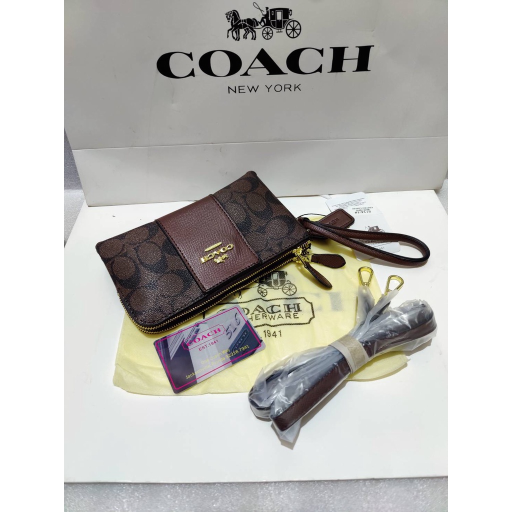 กระเป๋าคล้องมือ COACH 2ซิป กระเป๋าขนาด 7นิ้ว มาใหม่งานดี งานตรงปก  รูปถ่ายจากสินค้าจริง พร้อมส่ง