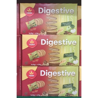 วิเอล่า ขนมปังกรอบไดเจสทีฟ รสแอปเปิ้ล บรรจุ 29กรัม ยกกล่อง 6ชิ้น VIEIRA DIGESTIVE THINS APPLE MACA CANELA CORINTOS