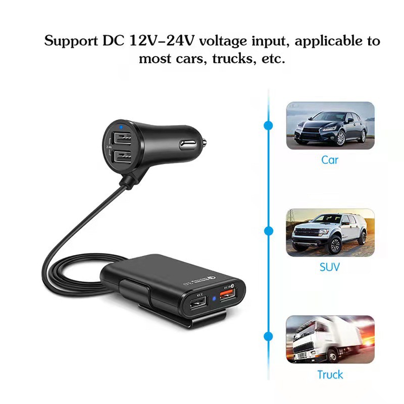 4usb  car charger ที่จุดบุหรี่ ที่ชาตแบตในรถ - รูปที่ 2