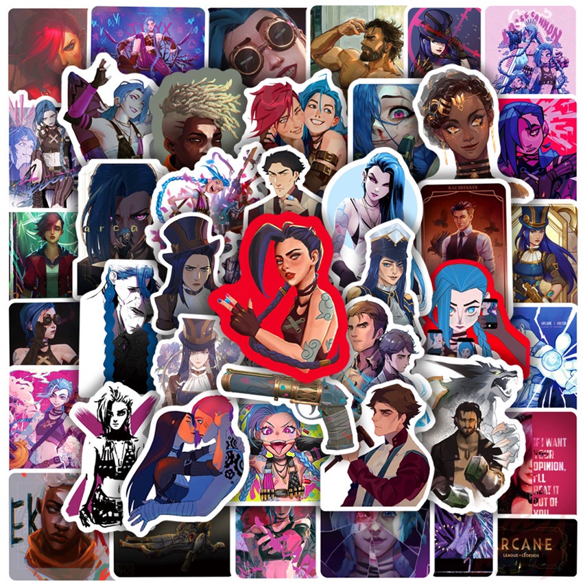 Arcane Series 01 League of Legends สติ๊กเกอร์ 50Pcs/Set LOL DIY Fashion Mixed Waterproof Doodle Decals สติ๊กเกอร์