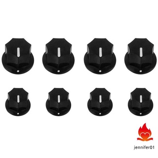 jennifer 1 Set Electric Guitar Speaker Seven-corner  Knob  Cap Guitar Effect Knob Black (4 Big 4 Small)