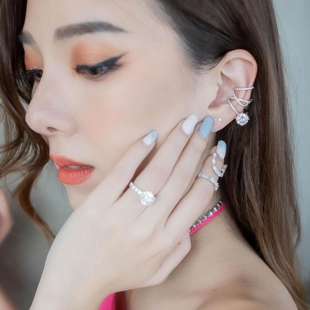 [ส่งด่วนฟรี]SWAN – Cross Ear Clip ต่างหูหนีบเงินแท้ คล้องหู ไม่ต้องเจาะ ฝังเพชรคิวบิกเซอร์โคเนีย ราคา ถูกที่สุด ดีลบีเคเค แกลเลอรีภาพที่ 4