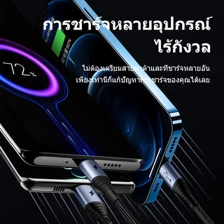 OWIRE 3 IN 1 Micro USB Type C สําหรับ iP Samxung Xiaomi สายเคเบิล 3 in 1 Micro USB Type C สำหรับโทรศัพท์มือถือ 1.2m