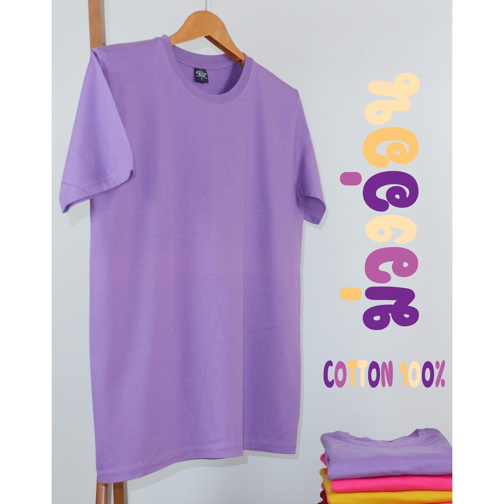 เสื้อยืด (ออกใบกำกับภาษีได้) สีม่วงอ่อน คอกลม  คอวี  (พร้อมส่ง สินค้าผลิตในไทย)