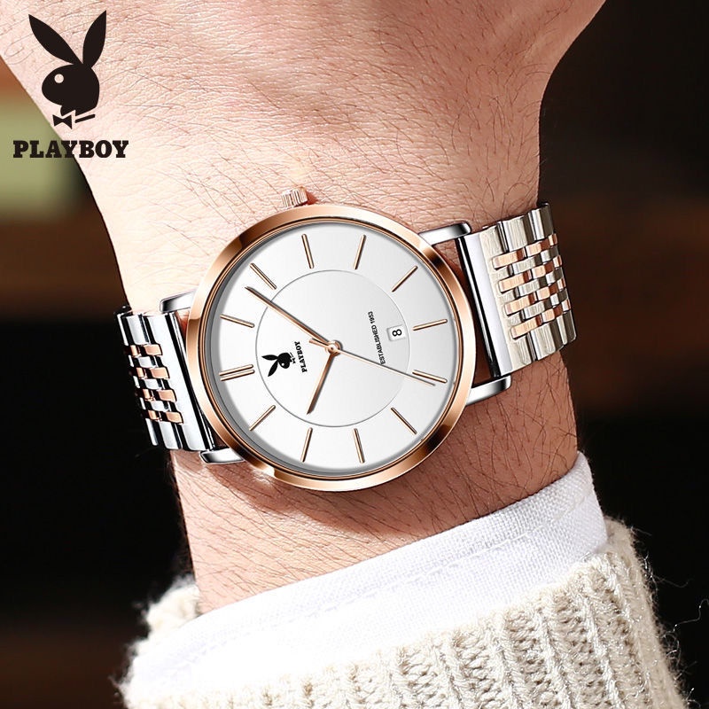 ❖✴❀ยุโรปและอเมริกา Playboy high-end หล่อยี่ห้อปฏิทินนาฬิกาควอตซ์ผู้ชายนาฬิกาอิเล็กทรอนิกส์แฟชั่นกันน้ำเกาหลี