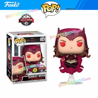 Jinn Funko Pop: The Scarlet Witch with Holding Book โมเดลฟิกเกอร์ไวนิล เรืองแสงในที่มืด ของเล่นสะสม สําหรับเด็ก