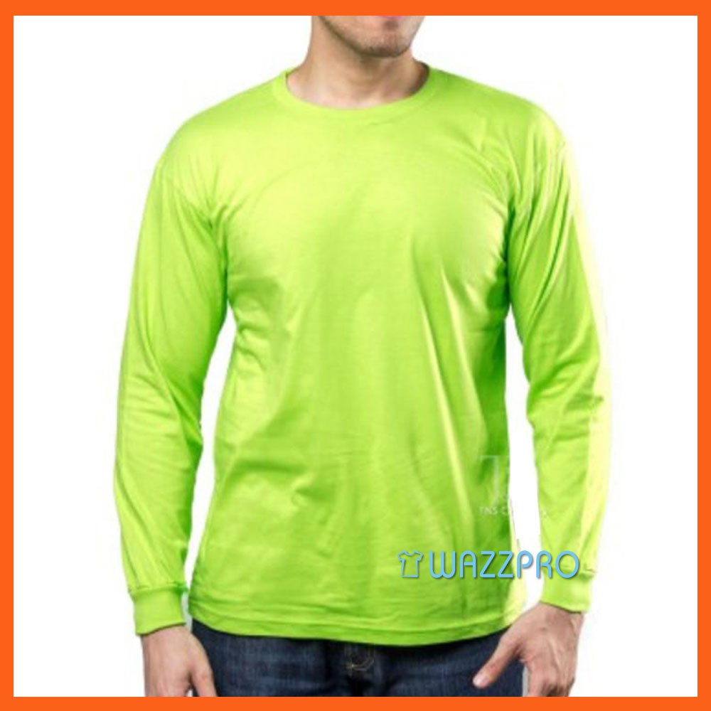 Distro Plain T-shirts for Men and Women, Cotton Combed 30s, Long Sleeve Stabilo / Plain Shirts for M