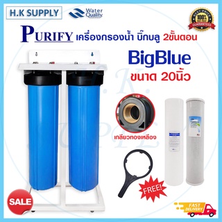 กระบอกกรองน้ำ Housing BigBlue ขนาด 20 นิ้ว เกลียวทองเหลือง เครื่องกรองน้ำ 2 3 ขั้นตอน Purify Treatton Hydromax Unipure