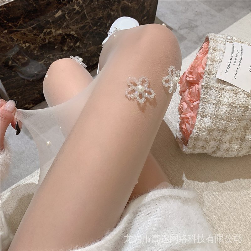 Women Crystal Rhinestone Fishnet Net Mesh Socks Stockings Tights