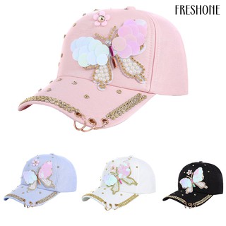 Freshone_ หมวกแก๊ปปักเลื่อมแฟชั่นสําหรับผู้หญิง