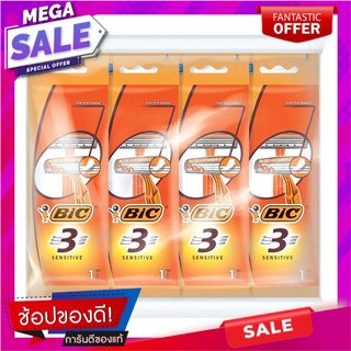 บิค มีดโกน รุ่น 3 ใบมีด แพ็ค 4 ด้าม  ผลิตภัณฑ์ดูแลผิวกาย Bic Shaver 3 Blades x 4 pcs