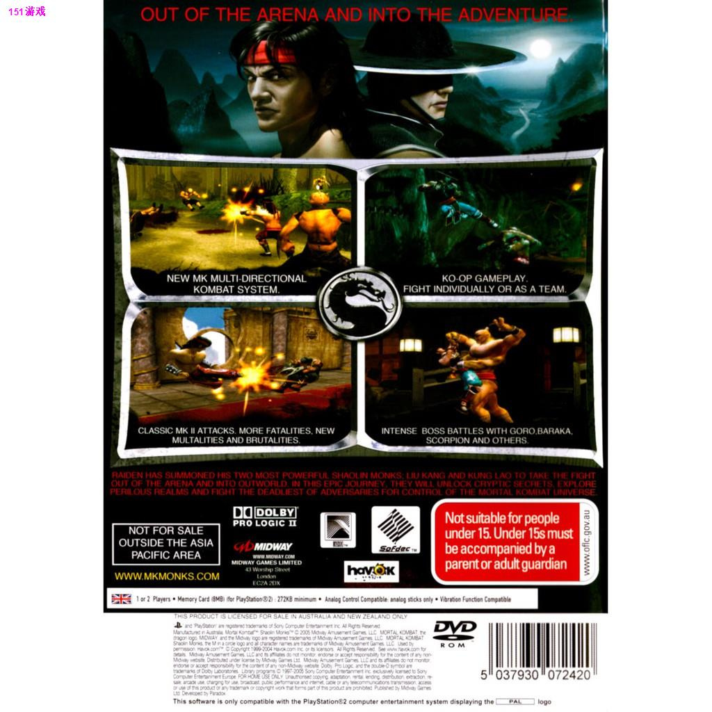 เครื่องเกม▣❃▼🎮 แผ่นเกมส์ PS2 - Mortal Kombat Shaolin Monks | GODLIKE
