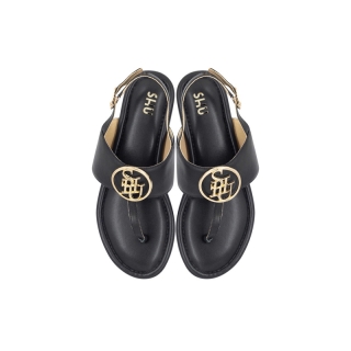 SHU PALETTE SOFT SIGNET ON RIVIERA THONG SANDALS - BLACK รองเท้ารัดส้น