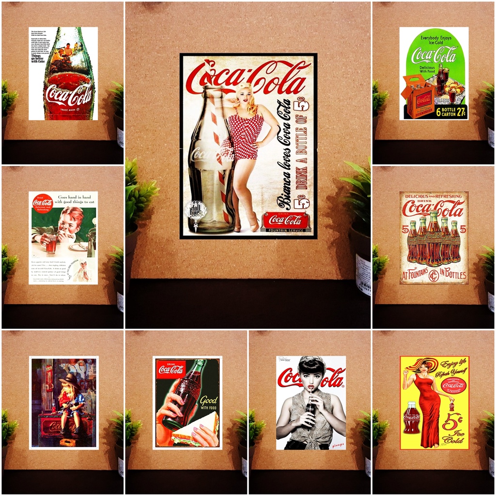 แม่เหล็กติดตู้เย็น โค้ก โคคา โคล่า ขนาด 2 × 3 นิ้ว แนววินเทจ เรโทร ที่ระลึก Fridge Magnet Coke Coca Cola Vintage Retro
