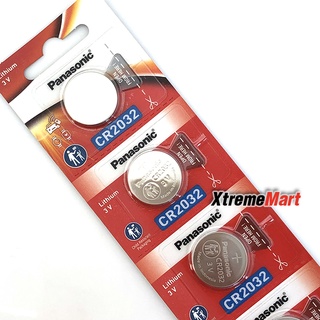 ถ่านกระดุม Panasonic รุ่น CR2032 ของแท้ 100% 225 mAh  3V Lithium Button Cell Battery  (ก้อนละ)