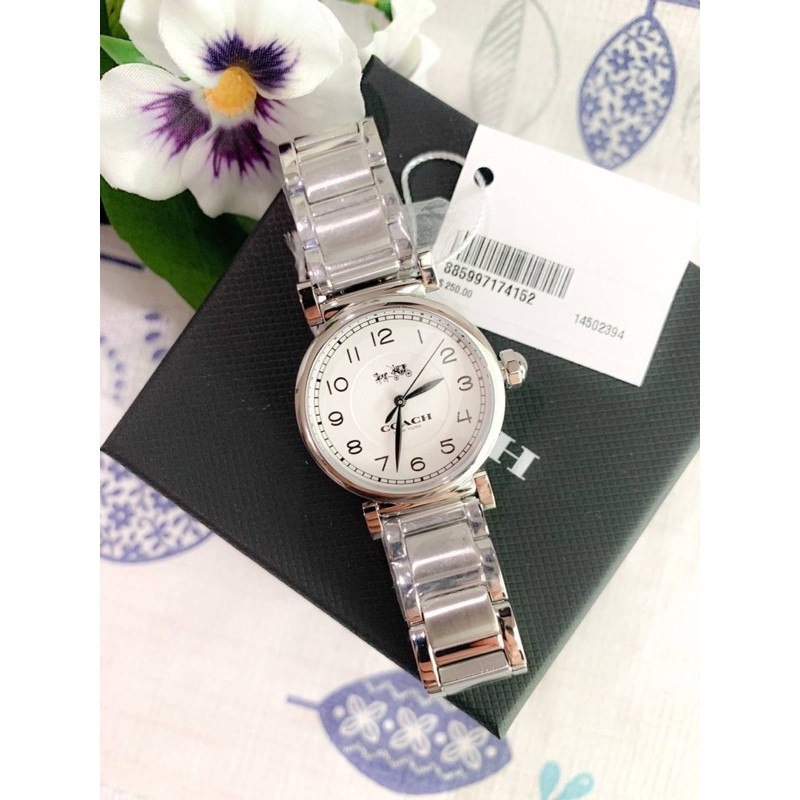 (ผ่อน0%) นาฬิกา 🌟Coach🌟Women's Madison Watch Quartz 🌟ขนาด 32 mm 🌟กล่องแบรนด์  สีเงิน 14502394