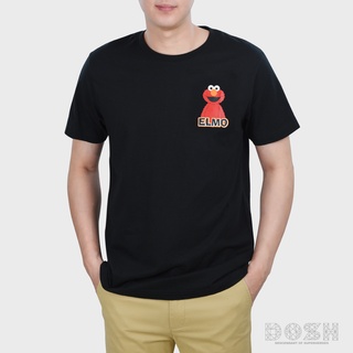 DOSH:MENS T-SHIRTSเสื้อยืดคอกลม แขนสั้น สีดำ ผู้ชายและผู้หญิง XS-XL SESAME STREET รุ่นDSEMT5027-BLY@+