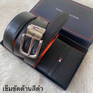 เข็มขัดหนังวัวแท้Tommy HILFIGER Leather Belt &amp; Wallet Set