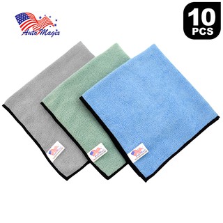 ผ้า ไมโครไฟเบอร์ เนื้อแน่น งานขัดสีรถ 40x40 cm (10 ผืน) MICROFIBER TOWEL น้ำหนักผ้า 340 ก./ตรม.