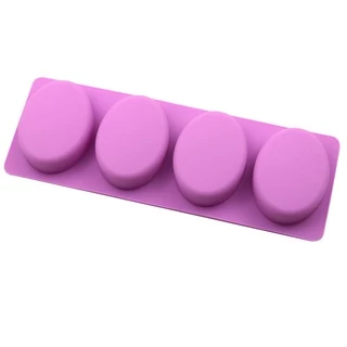 แม่พิมพ์สบู่ ซิลิโคน แม่พิมพ์สบู่ 4 ช่อง 60 กรัม ทรงรี 1ช่อง : 7.2 * 5.3 * 2.4 CM ใช้ทำบล็อก ขนม ซิลิโคน ทนความร้อน