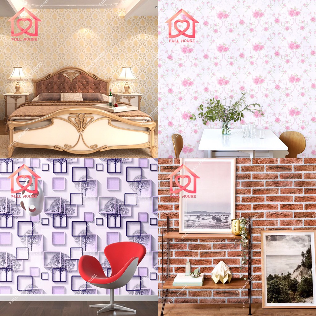 💋พร้อมส่ง wallpaper  45 ซม. x 10 เมตร วอลเปเปอร์ สติ๊กเกอร์ติดผนัง มีกาวในตัว ติดเองได้