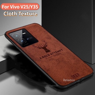 Spot Deer Pattern Cloth Anti Fall Casing For Vivo V25 V25e Y35 4G 5G phone case Fashion Silicone Shockproof Soft Case Lens Camera Protect Case Anti Drop Frame Shell Back Cover