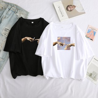 ใหม่ เสื้อยืดลําลอง แขนสั้น พิมพ์ลายการ์ตูน Michelangelo Grunge Aesthetics สไตล์ตลก โอเวอร์ไซซ์ สําหรับผู้หญิง