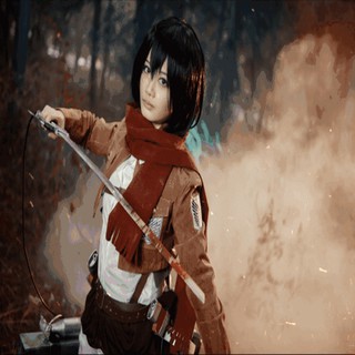 ATTACK GIANT MIKASA BOBO วิกผมคอสเพลย์สีดําสําหรับผู้หญิง