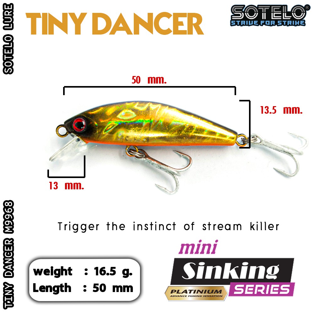 SOTELO - รุ่น TINY DANCER M9968 (50mm) เหยื่อปลั๊ก เหยื่อปลอม — صورة 4