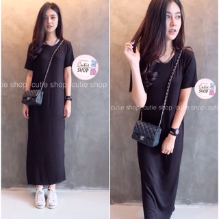 Maxi dress แขนสั้น