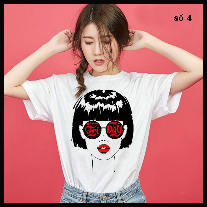 เสื้อยืดผู้ใหญ่ผ้าฝ้ายแขนสั้น GLASSES GIRL
