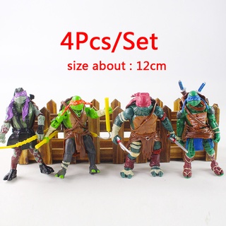 โมเดลฟิกเกอร์ไวนิล PVC รูปการ์ตูนดิสนีย์ Mutant Ninja Turtles Raphael Michelangelo Donatello Leonardo Da Vinci ของเล่นสําหรับเด็ก 4 ชิ้น 12 ชิ้น ต่อชุด