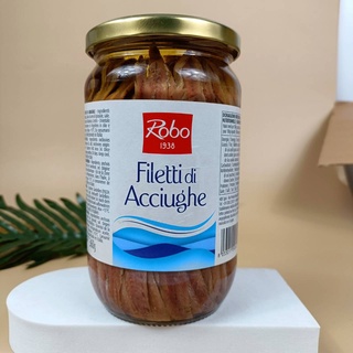 ปลากหมัก หายาก โรโบ ปลาแอนโชวีในน้ำมันทานตะวัน 680 กรัม Robo 1938 Filetti Di Acciughe 680g Marinated Fish Rare Robo Anch