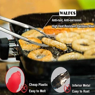 WALFOS ที่คีบสแตนเลส สำหรับคีบอาหารบาร์บีคิว ที่หนีบครัวกันลื่น คลิปหนีบทำอาหาร