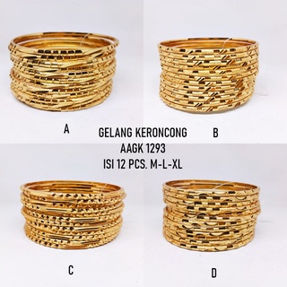 Keroncong สร้อยข้อมือ คุณภาพสูง สไตล์อินเดีย สีทอง 12 ชิ้น AAGK1293
