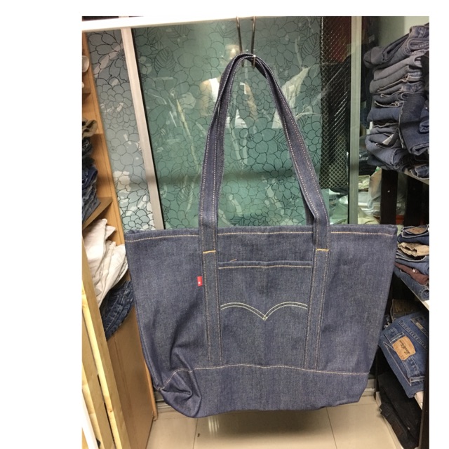Levi bag ทำจากผ้าดิบสวยมากเดินตะเข็บเดี๋ยวเห็นแล้วสวยจริงๆ19x16in