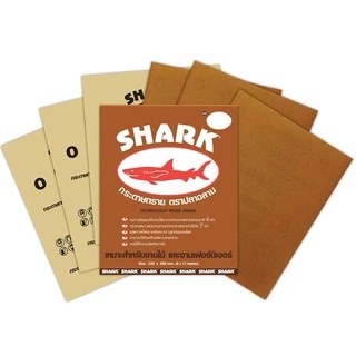 SHARK กระดาษทราย ตราปลาฉลาม เบอร์ 0 1 2 3 4 และ 5 กระดาษทรายแห้ง กระดาษทรายขัดไม้ ยกแพ็ค 60 แผ่น [ยกแพ็ค]