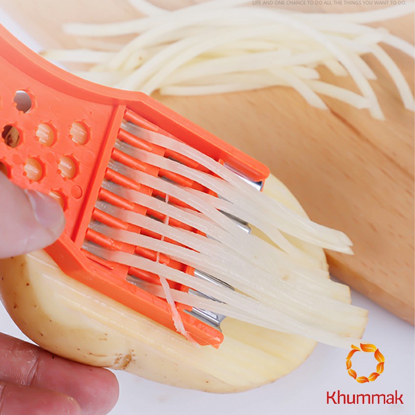 Khummak ที่ขูดมะละกอ แบบหนา มีดปอกผลไม้ 5in1 พร้อมส่ง veggie chopper - รูปที่ 7