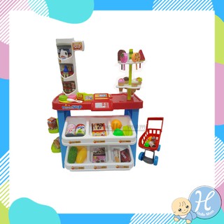 HelloMom ของเล่นสมมุติ ชุดช้อปปิ้งพร้อมรถเข็น supermarket play set 46 pcs ชุดซุปเปอร์มาร์เก็ตจำลองของเล่นเด็กเสริมทักษะ