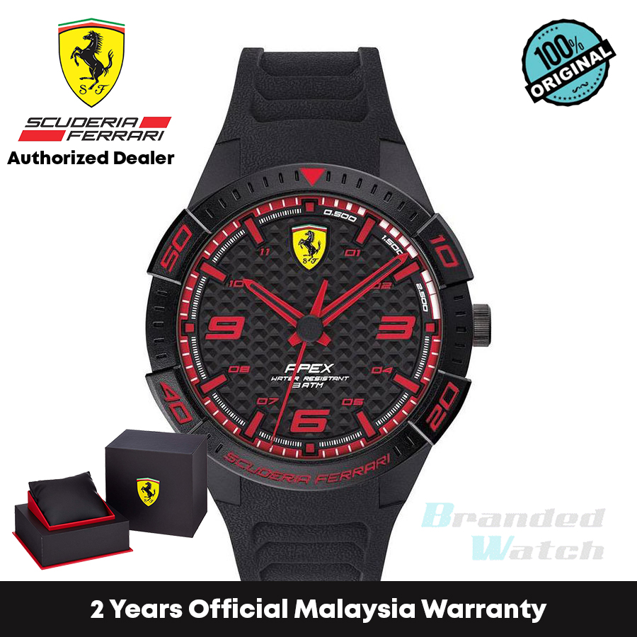 [รับประกันอย่างเป็นทางการ] Scuderia Ferrari 830662 นาฬิกาข้อมือ สายซิลิโคน ขนาด 44 มม. สีดํา สําหรับผู้ชาย