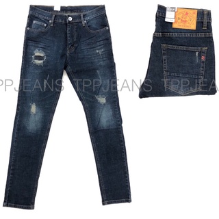 JEANSEXPRESS Slim-fit Denim กางเกงยีนส์ชายสีบลูฟอกแต่งขาด มีไซส์28-42 ยีนส์ยืด ทรงสวย สวมใส่สบาย เป้าซิป รับชำระปลายทาง