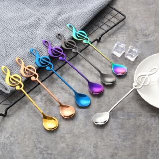 Stainless Steel Music Note Shape Teaspoon Coffee Metal Spoon Drink Colorful Tableware Gift