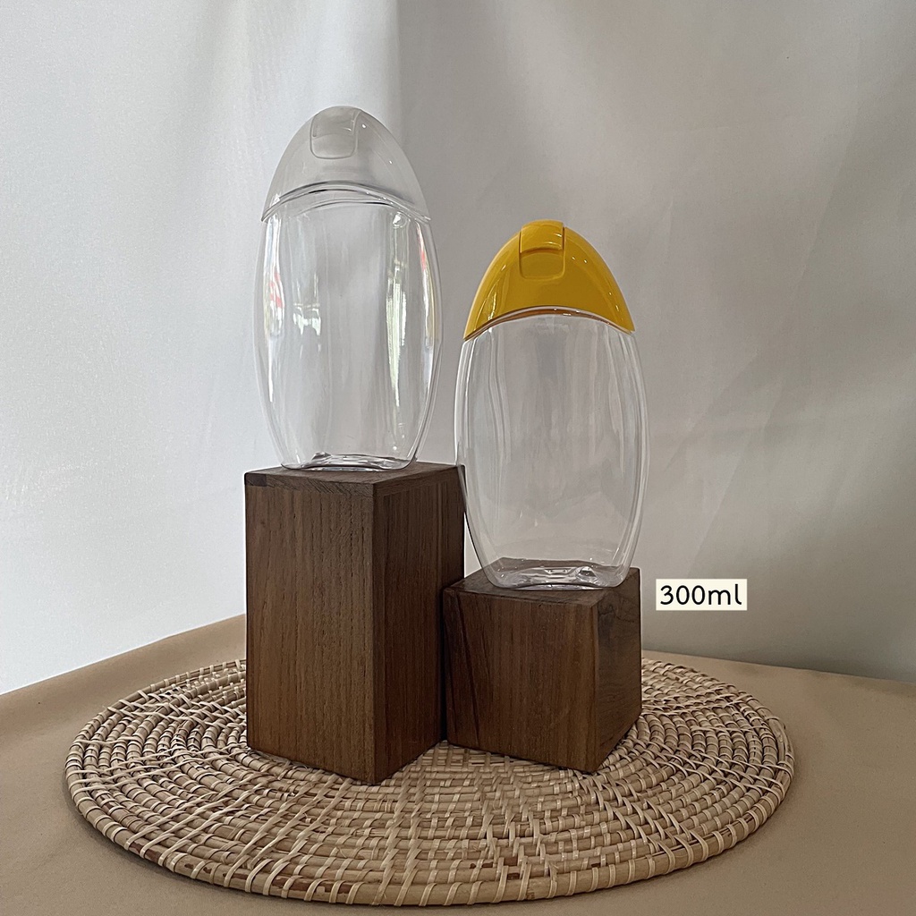 ขวดพลาสติกPET300ml ทรงแบน รุ่นฝากด ใส่ของเหลวได้ไม่รั่วซึม ขวดสบู่แชมพู