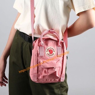 kanken กระเป๋าแขวนสีชมพู sling bag fjallraven shoulder bag pink กระเป๋าแขวน 100% ผ้าใบ สลิง สีชมพู กันน้ำ กระเป๋าสะพาย