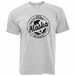 เสื้อยืดลําลอง แขนสั้น พิมพ์ลายโลโก้สโลแกน Made In Alaska สําหรับผู้ชายS-5XL