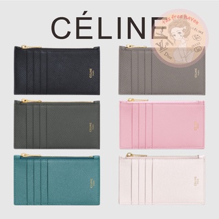 Shopee ลดราคา 🔥 ของแท้ 100% 🎁Celine Brand New Grained Calf Leather Short Zip Card Holder