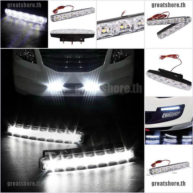 หลอดไฟตดหมอก 12 V 6 LED Daytime Running DRL 2 ชนสำหรบรถยนต