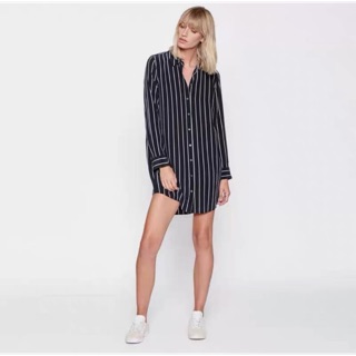 PE047 TARA DRESS SHIRT OVERSIZE เสื้อเชิ้ต+มินิเดรสลายริ้ว ใส่ได้ตลอดการ ผ้าไหมอิตาลี ผ้าดีมาก เสื้อสวย เสื้อทำงาน