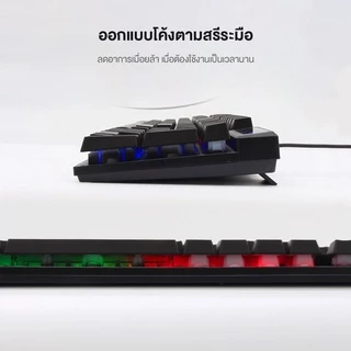 คีย์บอร์ด IWACHI คีย์บอร์ดไฟ RGB แสงไฟสี/แสงไฟขาว คีย์บอร์ดเกมมิ่งมีสาย แป้นพิมพ์ภาษาไทย เสียงเบา เซตคีย์บอร์ด+เมาส์