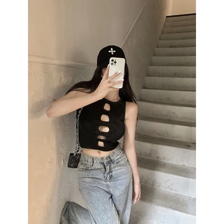 Cicishop(6790)เสื้อไหมพรมแขนกุด เว้าช่วงอก ผ้านุ่มยืดได้ เซ็กซี่เผ็ดมากกกค่า🔥🔥